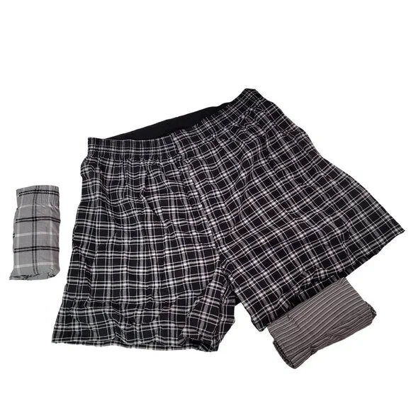 George Men's Woven Paid Boxer Shorts Tag Free Size Medium (32-34) 3-in Pack New - Picture 2 of 12
